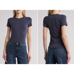 NWT Women's - Rag & Bone Lucy Navy Blue Short Sleeve Shirt, Size Medium